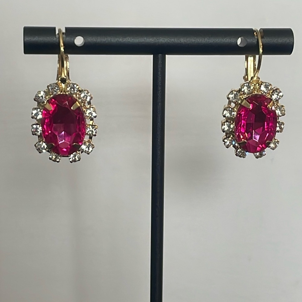 Pink Gemstone Fashion Earrings